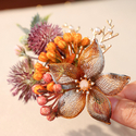 gold four-piece set gold Filigree Flower Hair Clip Set Wedding Bridal Accessory