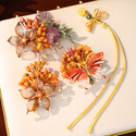 gold four-piece set gold Filigree Flower Hair Clip Set Wedding Bridal Accessory