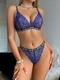 royal Blue women's Wireless Triangle Cup Bra And Panties Two-Piece Lingerie Set With Letter Webbing Straps