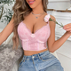 pink pink Lace V-Neck Camisole Tank Top Waist-Cinching Slimming Vest