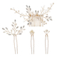 gold Vintage Flower Hair Comb Hairpin Set vintage Rhinestone Pearl Bridal Hair Comb And U-Shaped Pin Set