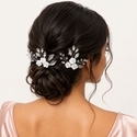 flower and Leaf Hairpin (Set of 2) HS-J7294S handmade Forest Style U-Shaped Flower Branch Hairpin Elegant Bun Headpiece