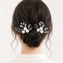 flower and Leaf Hairpin (Set of 2) HS-J7294S handmade Forest Style U-Shaped Flower Branch Hairpin Elegant Bun Headpiece