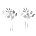 flower and Leaf Hairpin (Set of 2) HS-J7294S handmade Forest Style U-Shaped Flower Branch Hairpin Elegant Bun Headpiece