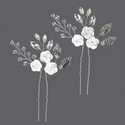 flower and Leaf Hairpin (Set of 2) HS-J7294S handmade Forest Style U-Shaped Flower Branch Hairpin Elegant Bun Headpiece