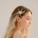 gold HS-J6608G handmade Crystal Flower Bridal Hair Clip