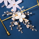 gold HS-J6608G handmade Crystal Flower Bridal Hair Clip