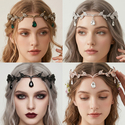 alloy Rhinestone Forehead Drop Headband Bridal Hair Accessory