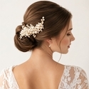 handmade Pearl Rhinestone Bridal Side Hair Comb