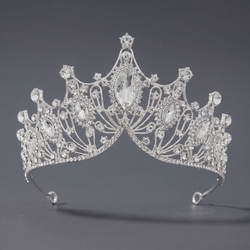 Silver White Diamond Light Luxury Beauty Pageant Crown Ts-J2938s