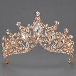 Gold White Diamond Light Luxury Beauty Pageant Crown Ts-J2938g