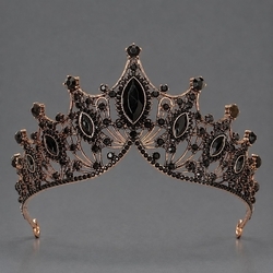 Antique Gold Black Diamond Light Luxury Beauty Pageant Crown Ts-J2938blk