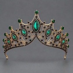Antique Gold Green Diamond Light Luxury Beauty Pageant Crown Ts-J2938aggreen