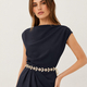 fashionable Versatile Gold Belt WS-J012 floral Leaf Satin Ribbon Waist Belt For Women