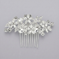 Silver Light Luxury Floral Hair Comb Hs-J4272s
