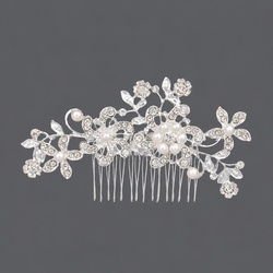 Silver Light Luxury Floral Vine Hair Comb Hs-J4513