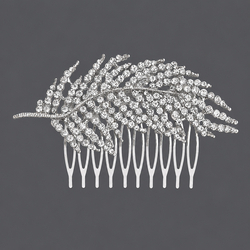 Silver Leaf Rhinestone Hair Comb Hs-J5919