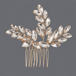 Gold Branch Vine Rhinestone Hair Comb Hs-J7124g