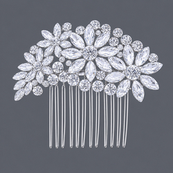 Silver Floral Photoshoot Hair Comb Hs-J3896