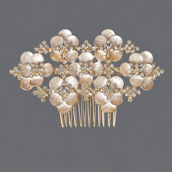 Gold Floral Bridal Insert Comb Hs-J6748g