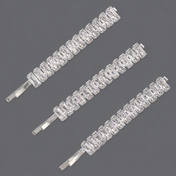 Silver Row Rhinestone Versatile Hair Clip Hs-J7504s