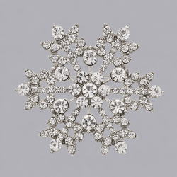 Silver Snowflake Rhinestone Brooch Brs-J447s