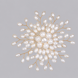 Gold Pearl Bridal Brooch Brs-J408g