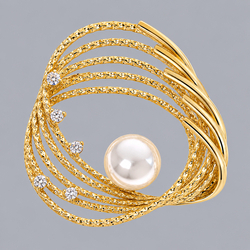 Copper Zircon Light Luxury Pearl Brooch Brs-J435g