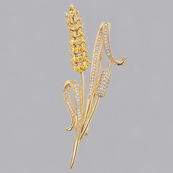Copper Zircon Wheat Ear Niche Brooch Brs-J419g