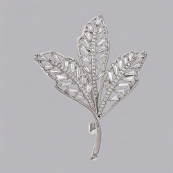 Copper Zircon Flower Leaf Realistic Brooch Brs-J441s