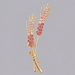 Copper Zircon Wheat Ear Party Brooch Brs-J421g