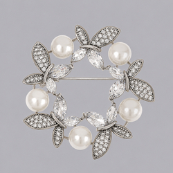 Butterfly Pearl Bridal Brooch Brs-J443s
