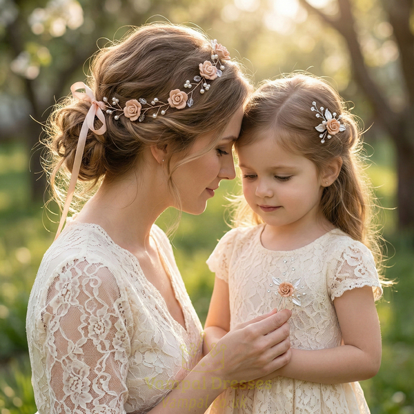 handmade Soft Clay Flower Pearl Hairpin Headband Set