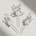 handmade Soft Clay Flower Pearl Hairpin Headband Set