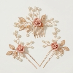 Pink Rose Hair Comb Hs-J7083gpink
