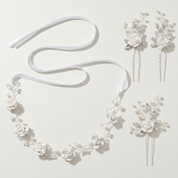 White Rose Hairpin And Hairband Set Zuhe-372White