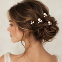 light luxury versatile pearl hairpin set simple Pearl Rhinestone Bridal Hairpin Set U-Shaped Hair Fork
