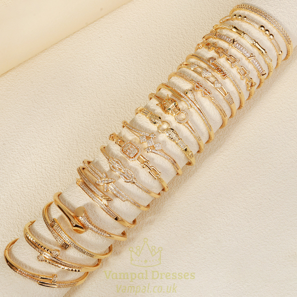 copper Zircon Geometric Open Cuff Bracelet