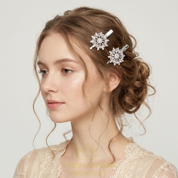 fashionable Light Luxury Versatile Hair Clip (2-Piece Set) HS-J6477 rhinestone Flower Hair Clip Set For Bridal Wedding