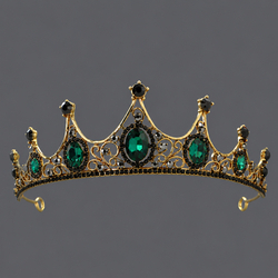 Antique Gold Green Diamond Light Luxury Queen Crown Ts-J2853ag