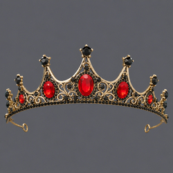 Antique Gold Red Diamond Light Luxury Queen Crown Ts-J2853agred