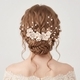 gold Leaf Pink Flower Hair Bun Comb Handmade Bridal Accessory