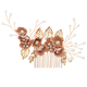 gold Leaf Pink Flower Hair Bun Comb Handmade Bridal Accessory