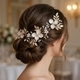 gold forest-style light luxury floral leaf headband handmade Rhinestone Pearl Bridal Hair Comb Set