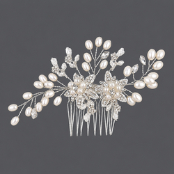Double Flower Rhinestone Hair Comb Hs-J2634a