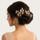 gold Leaf Rhinestone Hairpin Set HS-J5907 minimalist Metal Leaf Rhinestone U-Shaped Hairpin Set
