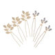 gold Leaf Rhinestone Hairpin Set HS-J5907 minimalist Metal Leaf Rhinestone U-Shaped Hairpin Set