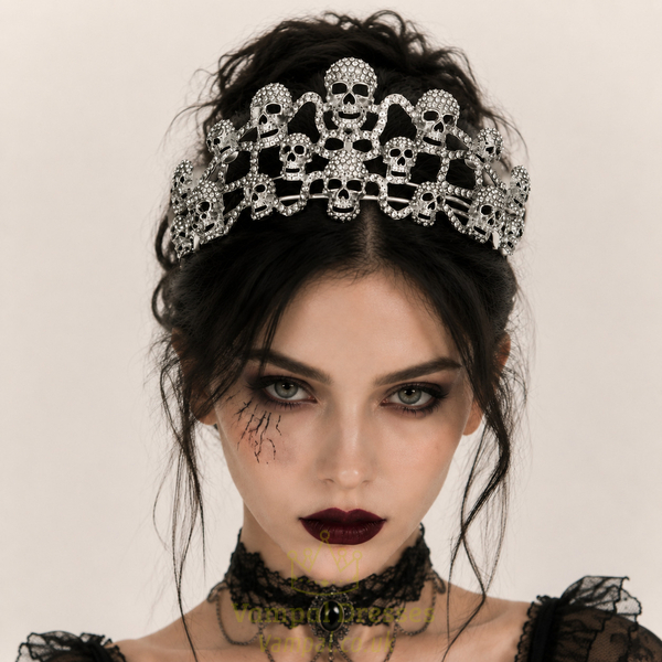 gothic Halloween Crown Dark Queen Skull Bat Headpiece