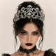 gothic Halloween Crown Dark Queen Skull Bat Headpiece