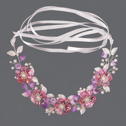 Silver Flower Leaf Headband Hs-J7313s